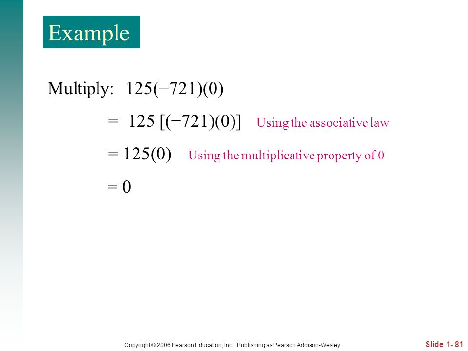 Example Multiply: 125(−721)(0)