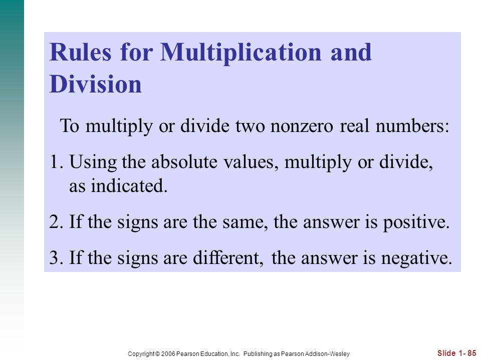 Rules for Multiplication and Division