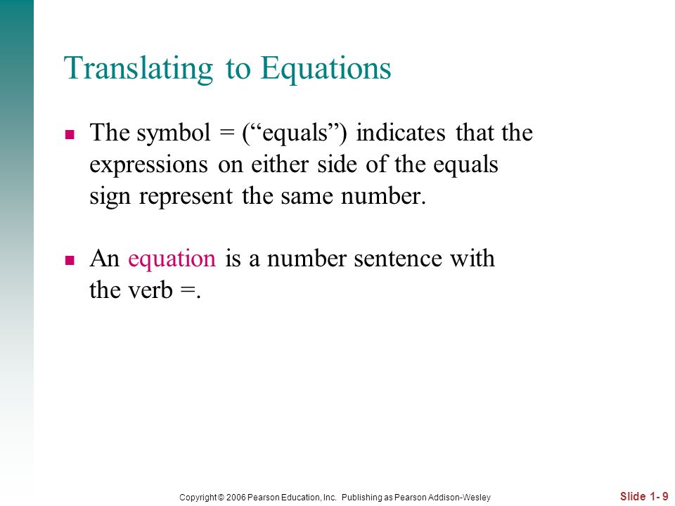 Translating to Equations