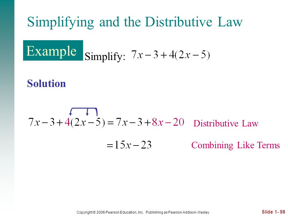 Simplifying and the Distributive Law