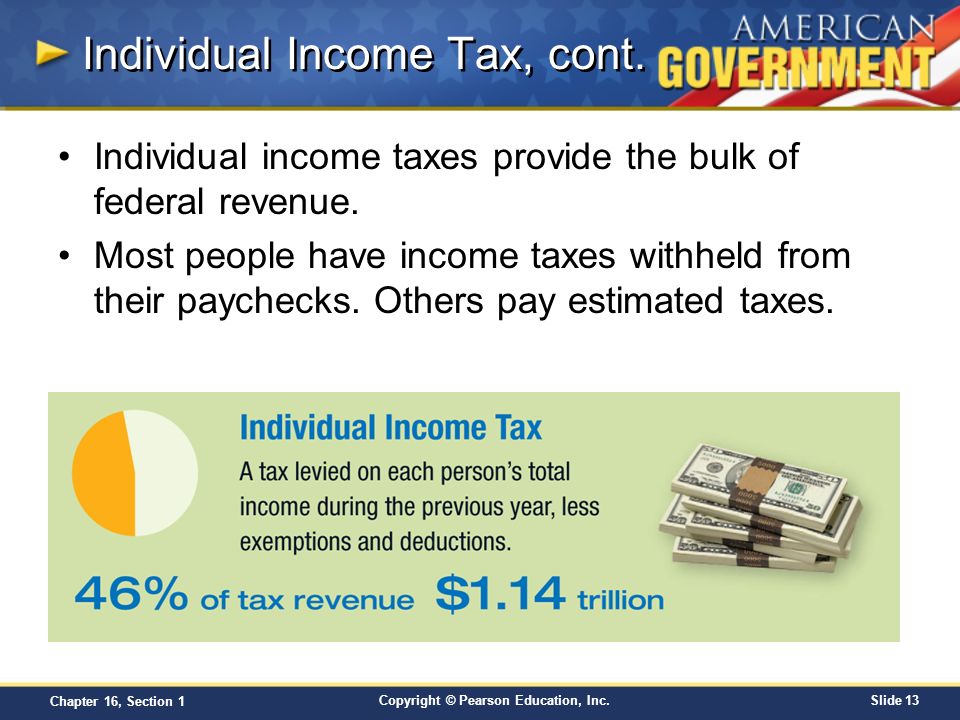 Individual Income Tax, cont.