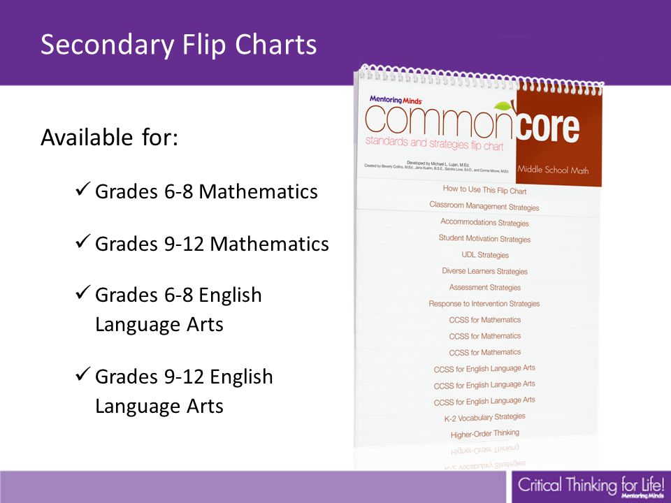 Secondary Flip Charts Available for: Grades 6-8 Mathematics
