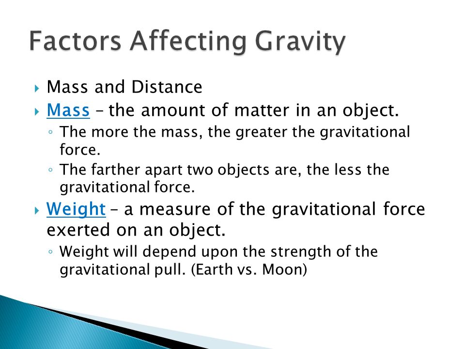 Factors Affecting Gravity