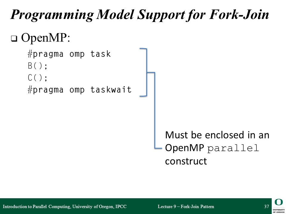 Programming Model Support for Fork-Join