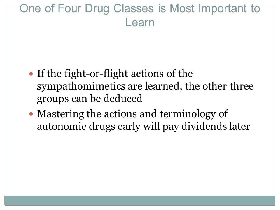 One of Four Drug Classes is Most Important to Learn