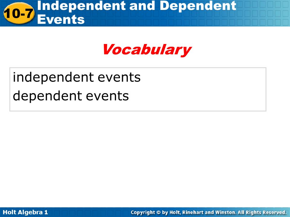 Vocabulary independent events dependent events