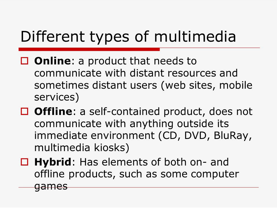 What are the 3 types of multimedia?