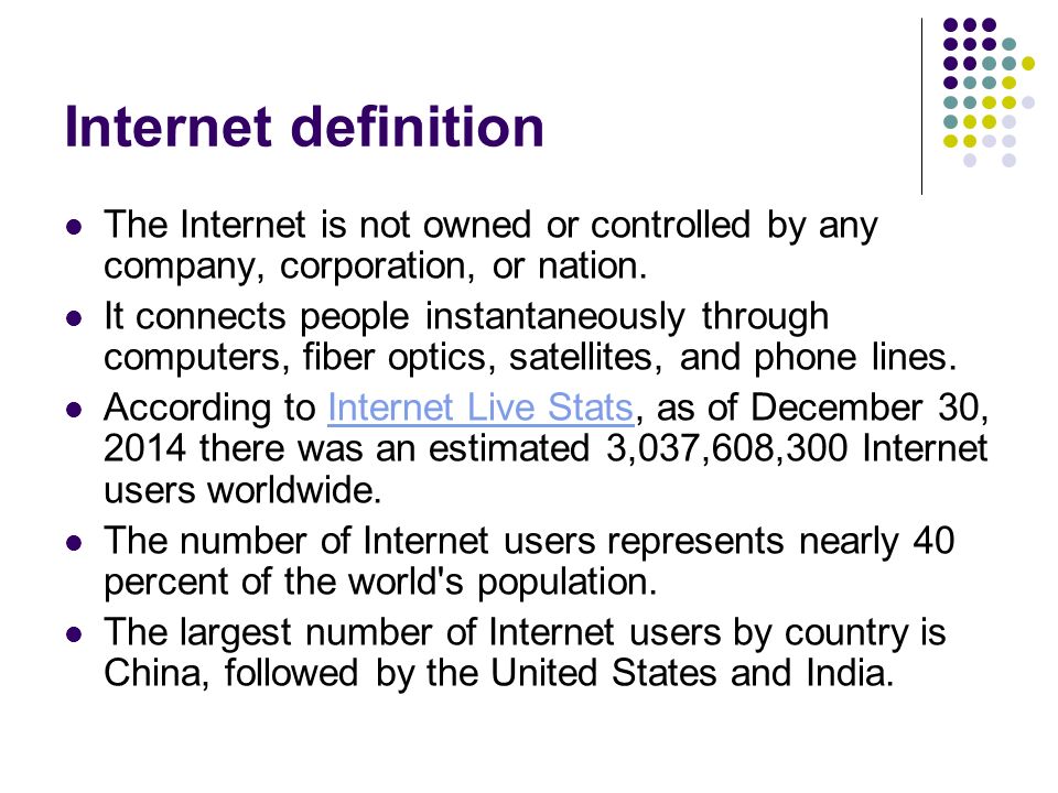 The Internet. - ppt video online download