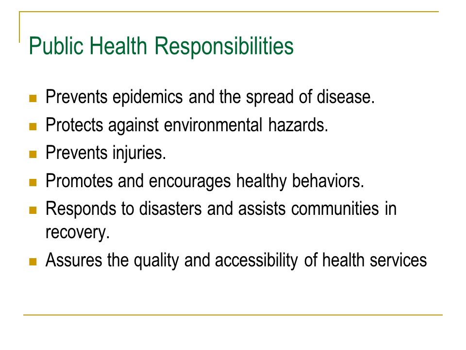 Public Health Responsibilities