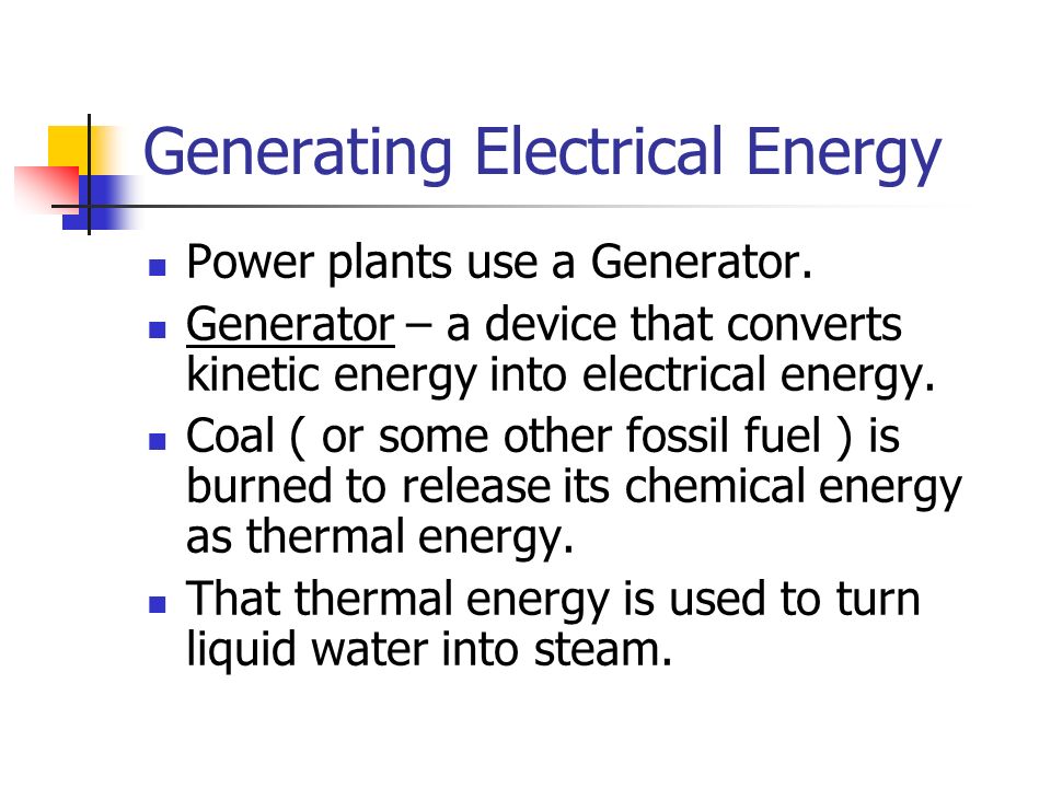 Generating Electrical Energy