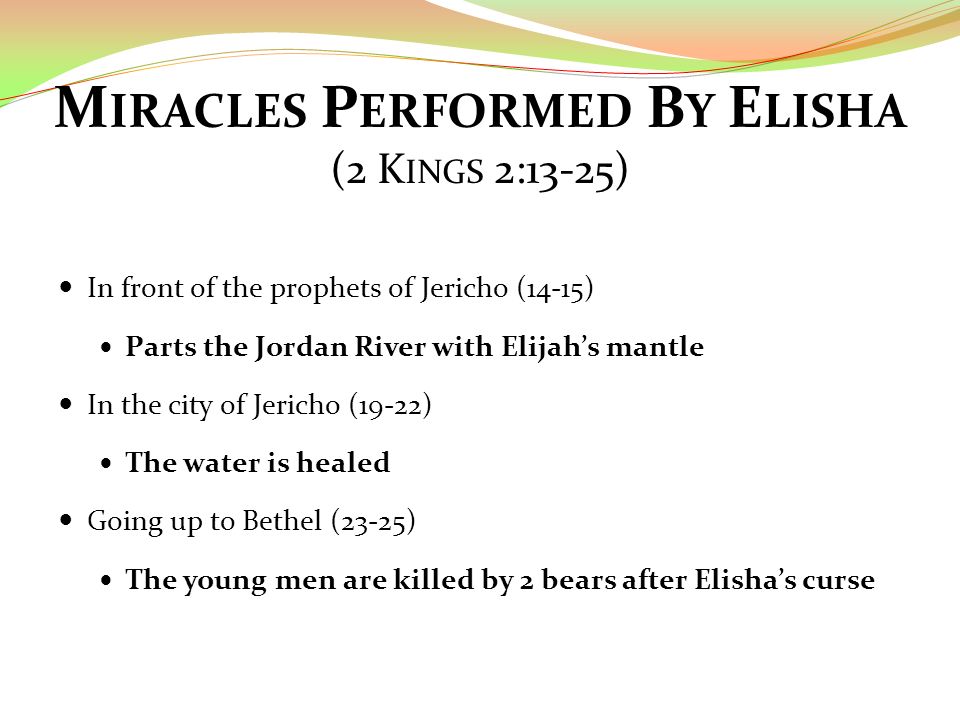 Elijah And Elisha Miracles Chart