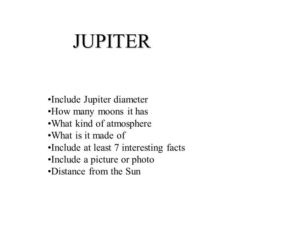 JUPITER Include Jupiter diameter How many moons it has