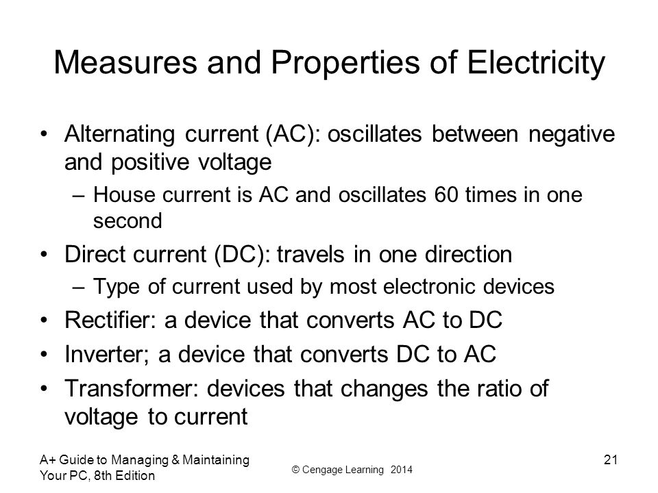 Measures and Properties of Electricity
