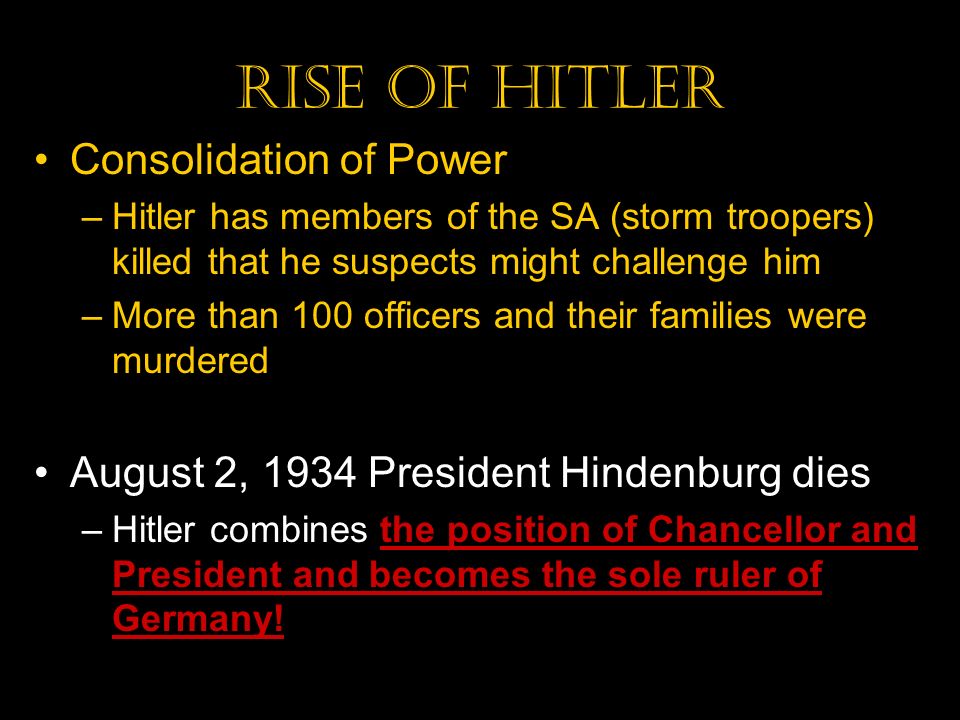 Rise of hitler Consolidation of Power