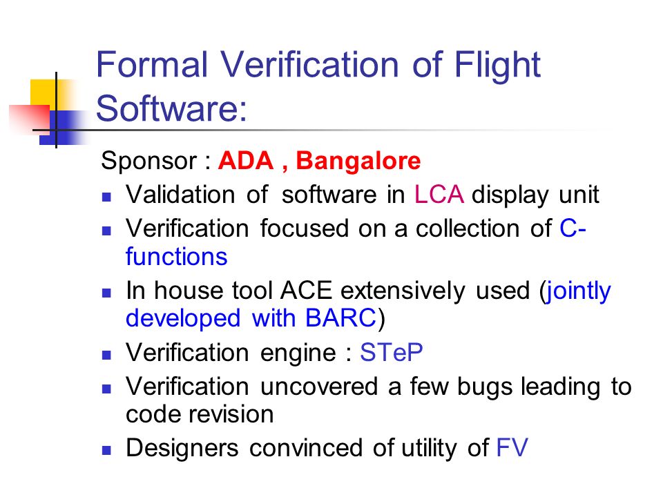 Formal Verification of Flight Software: