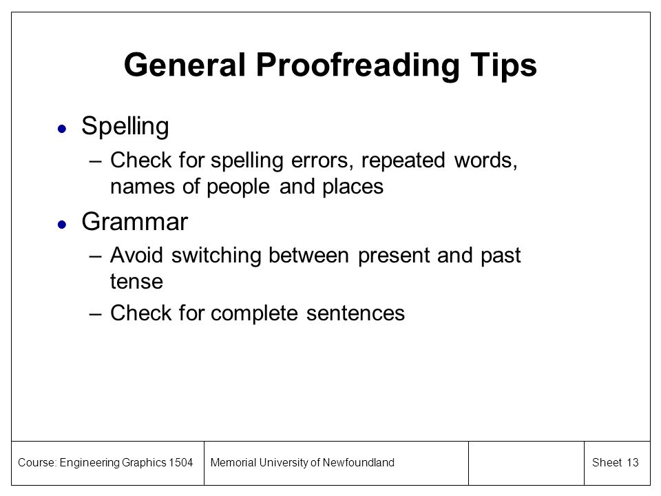 General Proofreading Tips