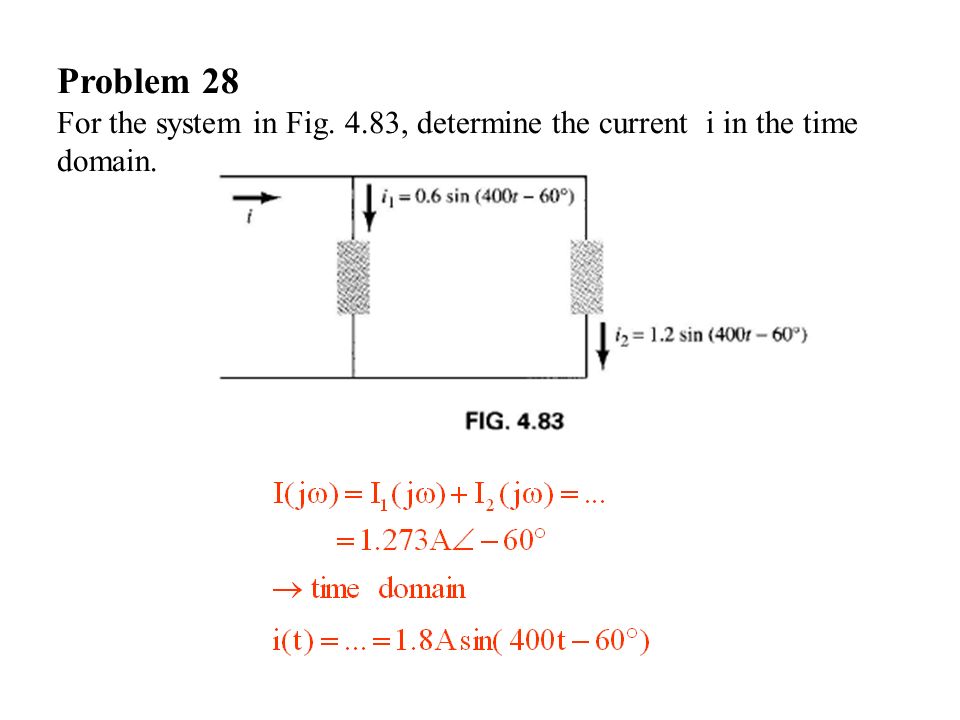 Problem 28 For the system in Fig. 4.83, determine the current i in the time domain.