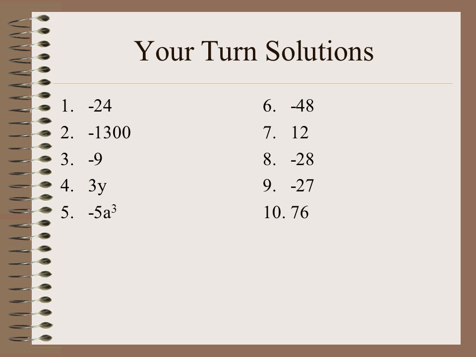 Your Turn Solutions y -5a