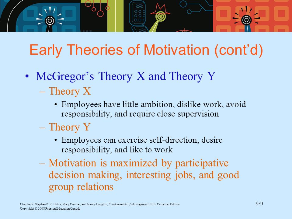 Early Theories of Motivation (cont’d)
