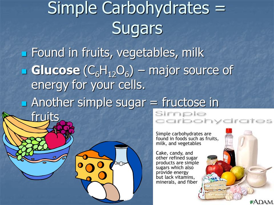 Simple Carbohydrates = Sugars