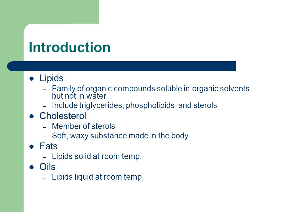 Chapter 5 The Lipids Fats Oils Phospholipids Sterols