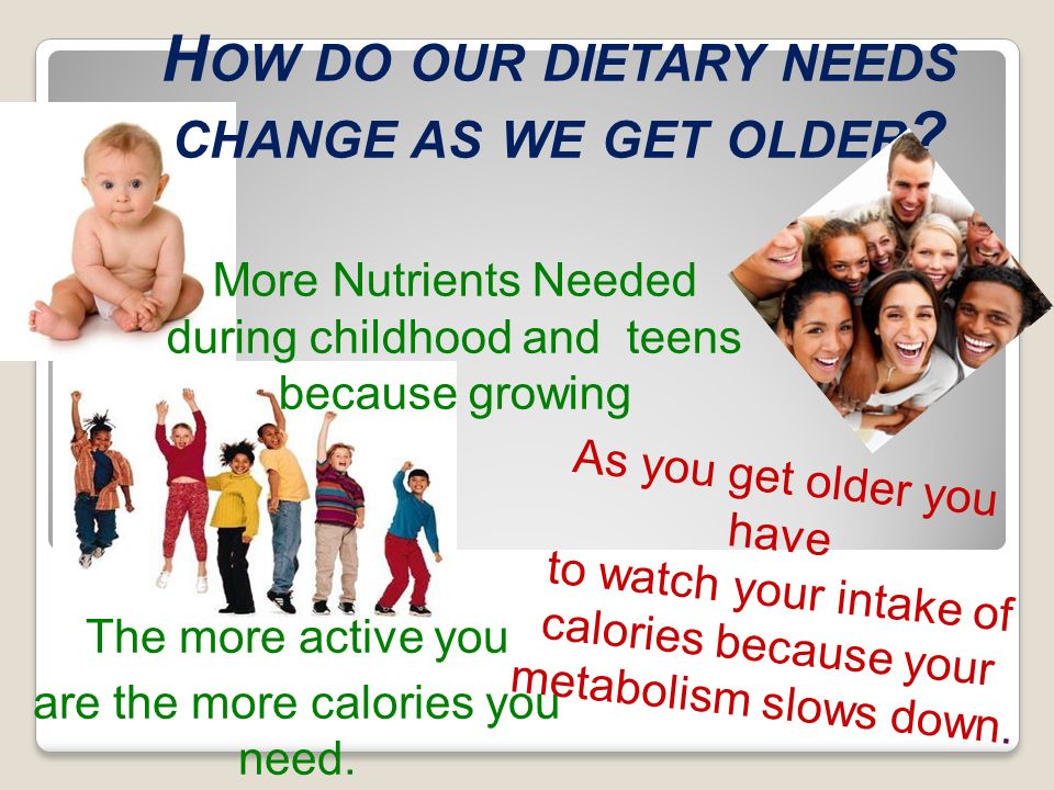 How do our dietary needs change as we get older
