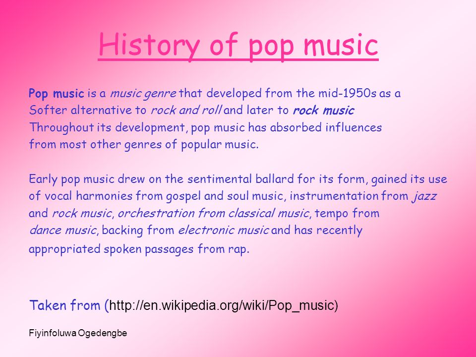 Genre research Pop music Fiyinfoluwa Ogedengbe. - ppt download