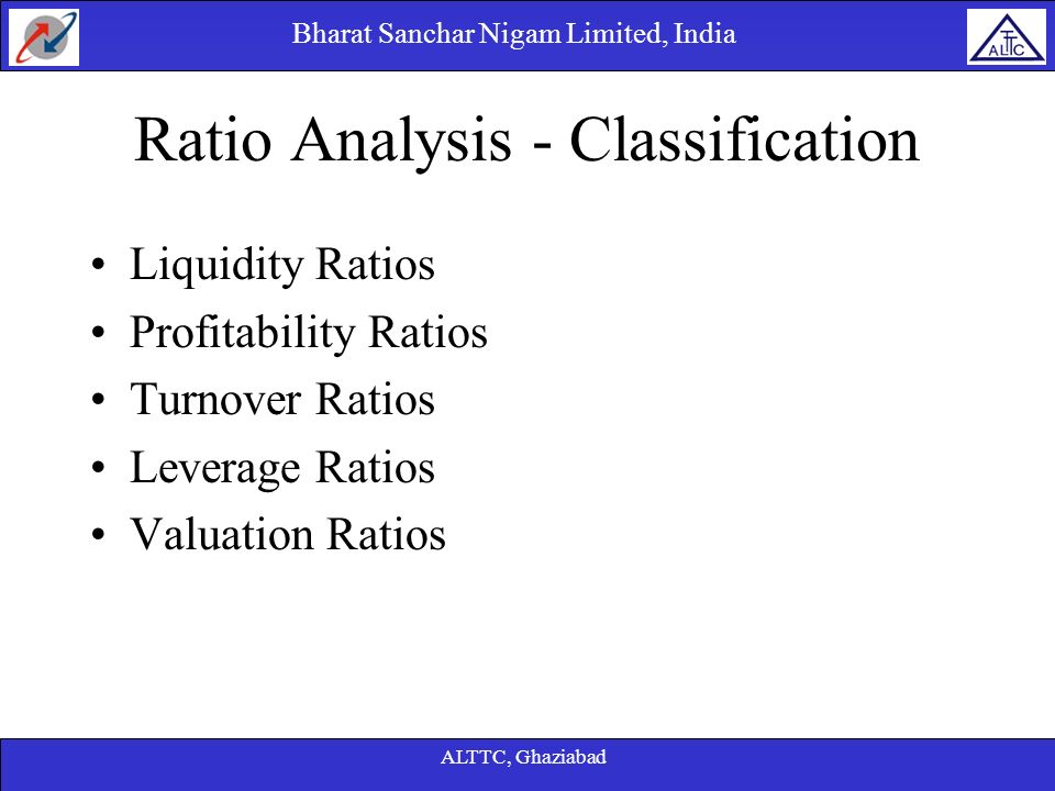Ratio Analysis - Classification