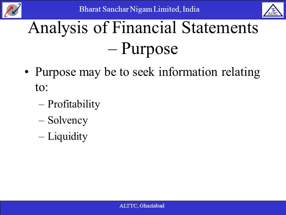 Analysis of Financial Statements – Purpose