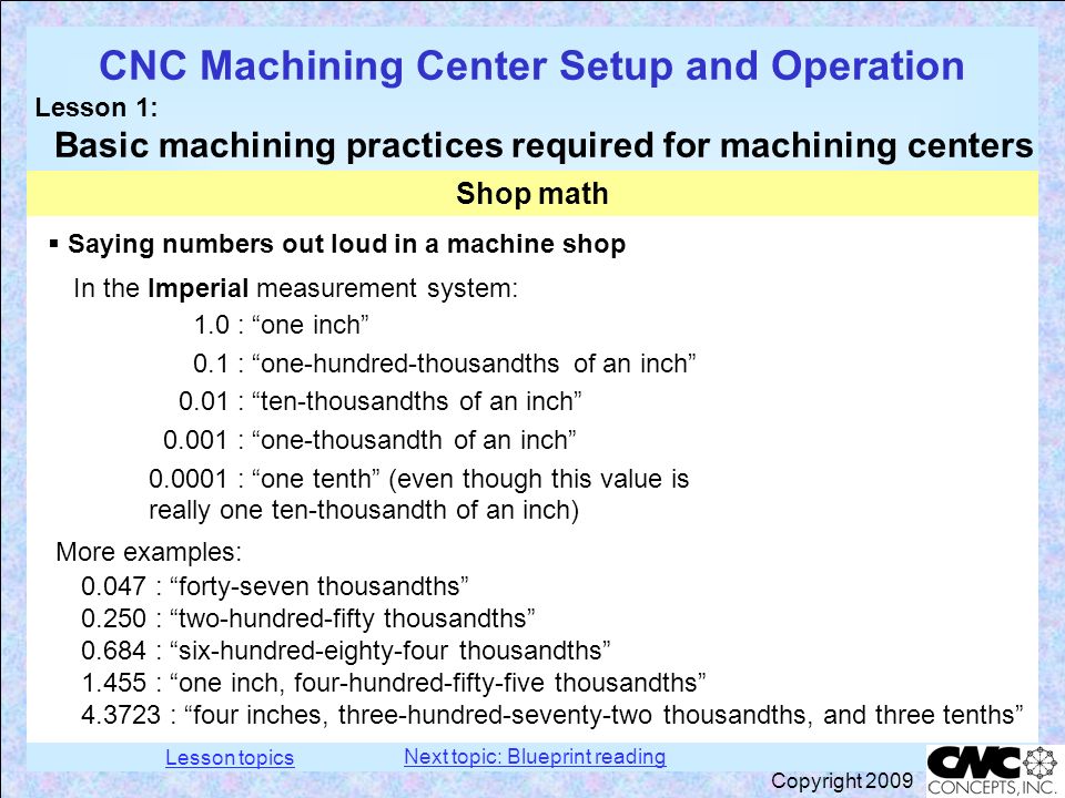 Lesson Topics Shop safety Shop math Introduction to blueprint ...