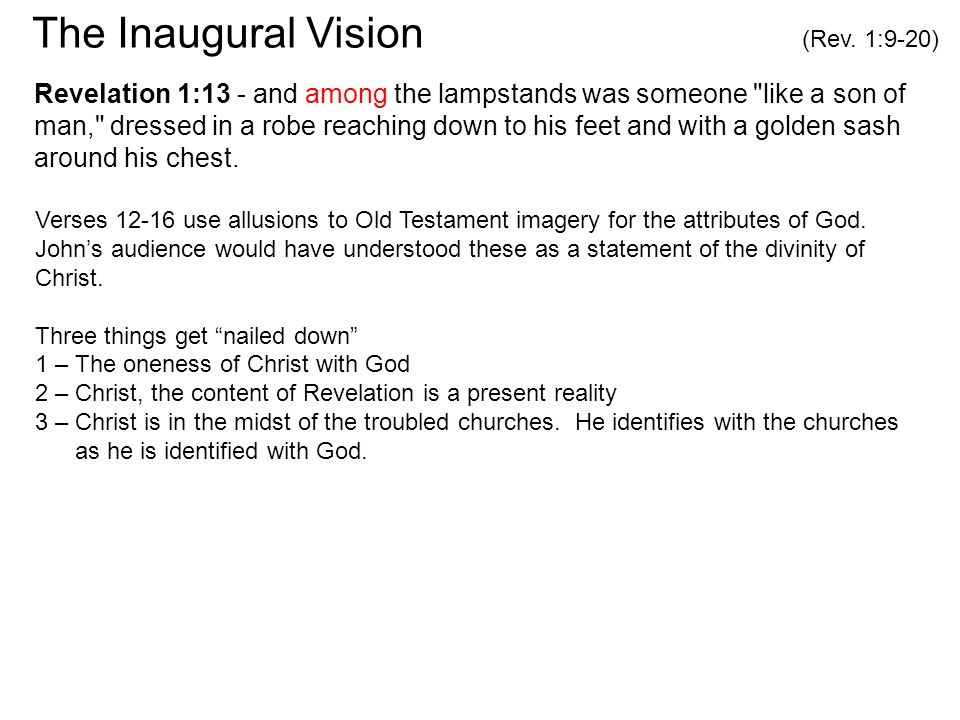 The Inaugural Vision (Rev. 1:9-20)