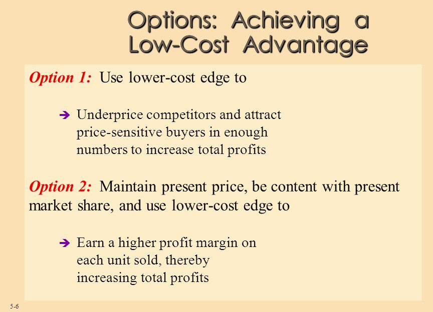 Options: Achieving a Low-Cost Advantage