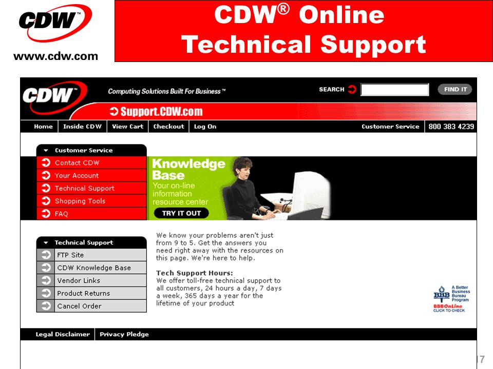 CDW® Online Technical Support 17
