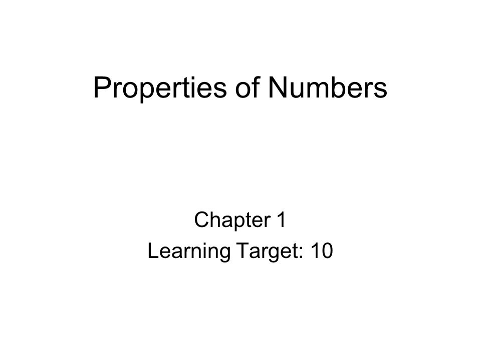 Chapter 1 Learning Target: 10