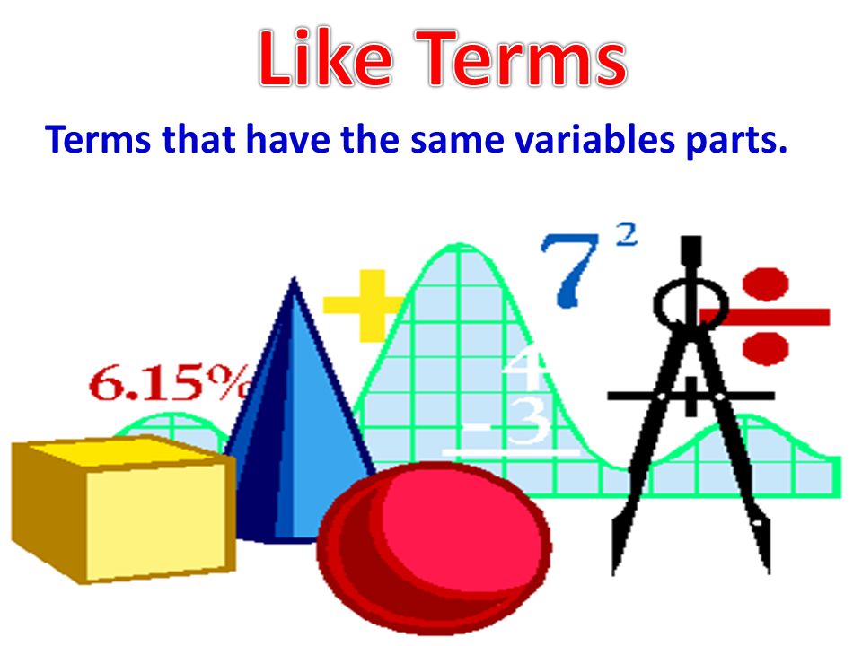 Terms that have the same variables parts.