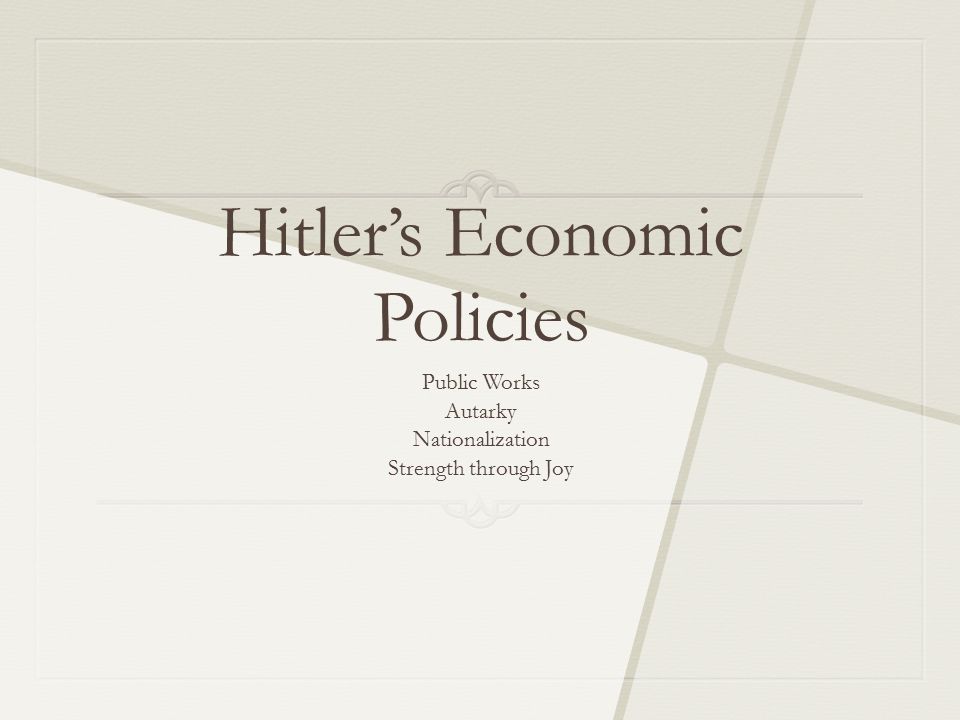 Hitler’s Economic Policies