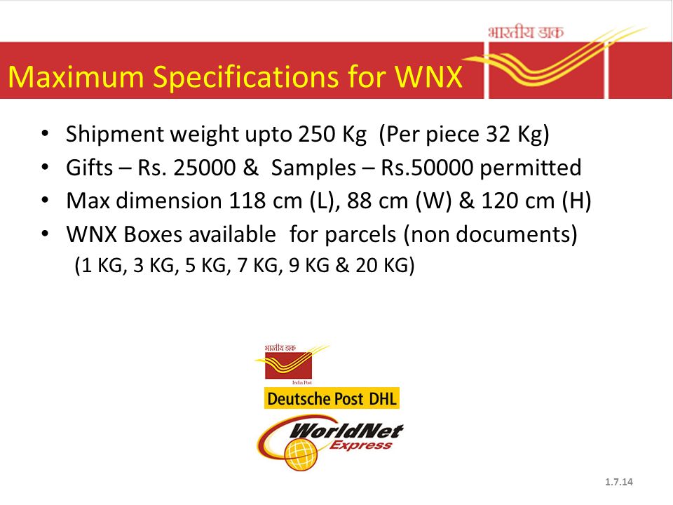 Maximum Specifications for WNX