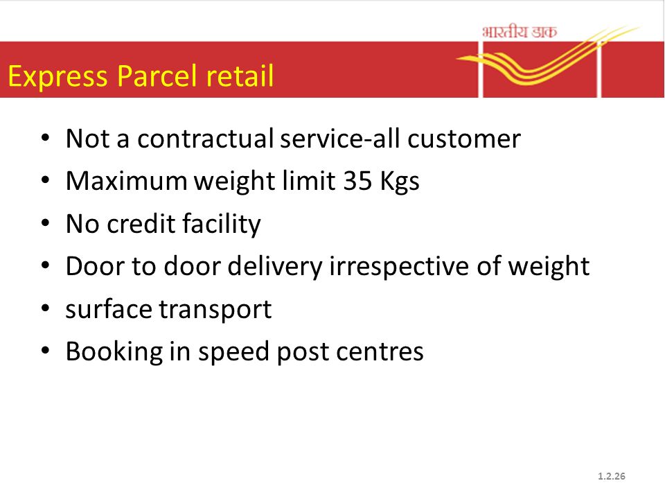Express Parcel retail Not a contractual service-all customer