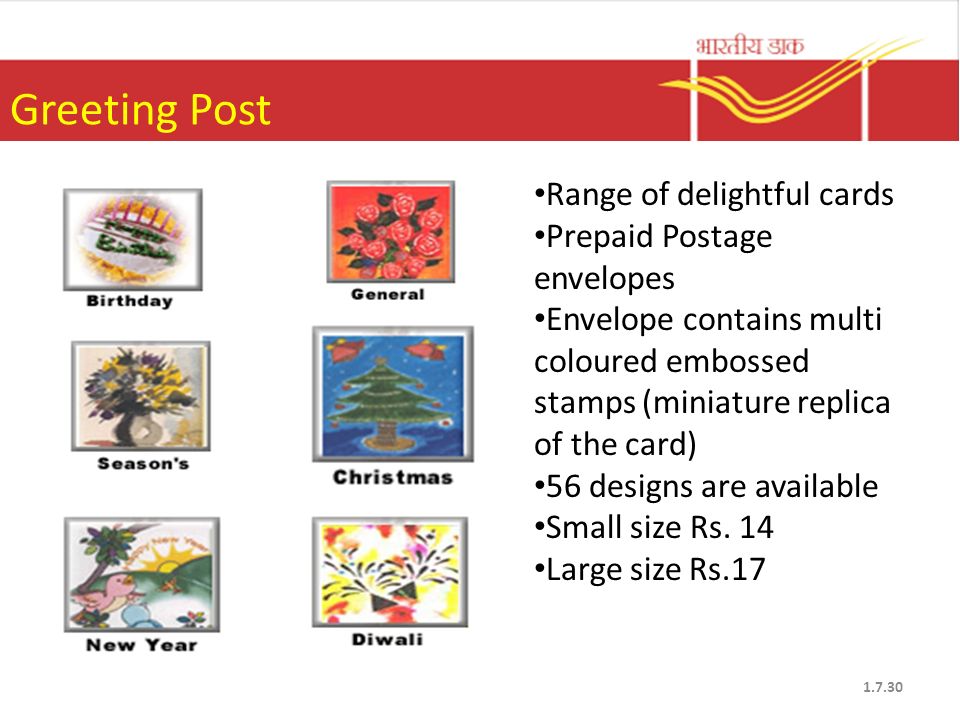 Greeting Post Range of delightful cards Prepaid Postage envelopes