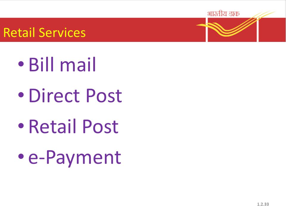 Retail Services Bill mail Direct Post Retail Post e-Payment