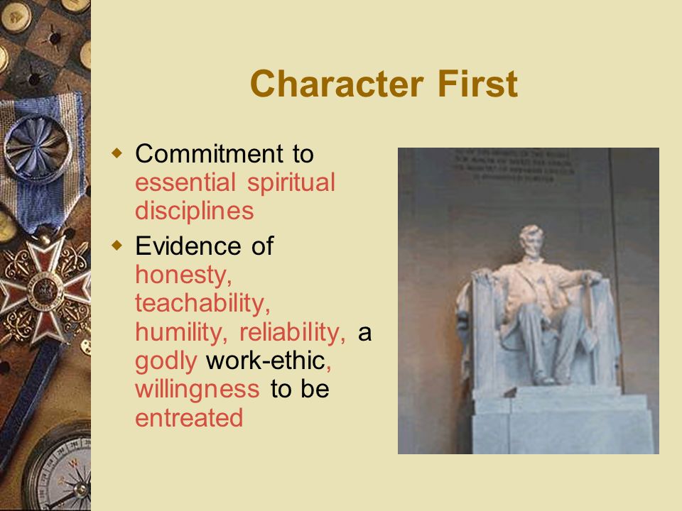Character First Commitment to essential spiritual disciplines