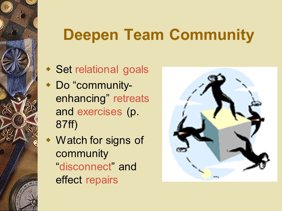 Deepen Team Community Set relational goals