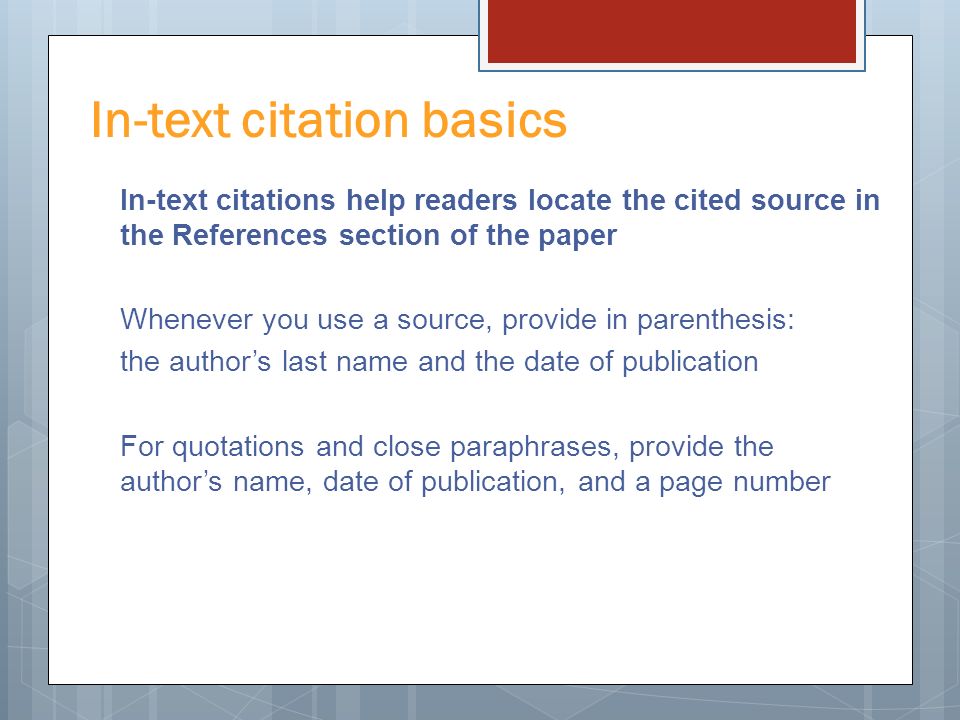 In-text citation basics