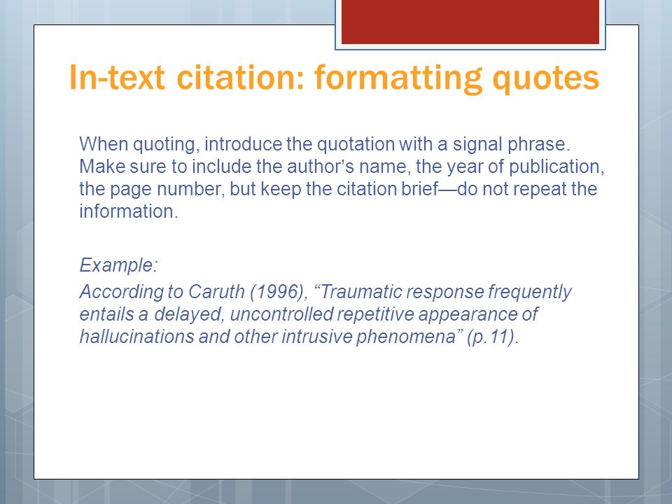 In-text citation: formatting quotes
