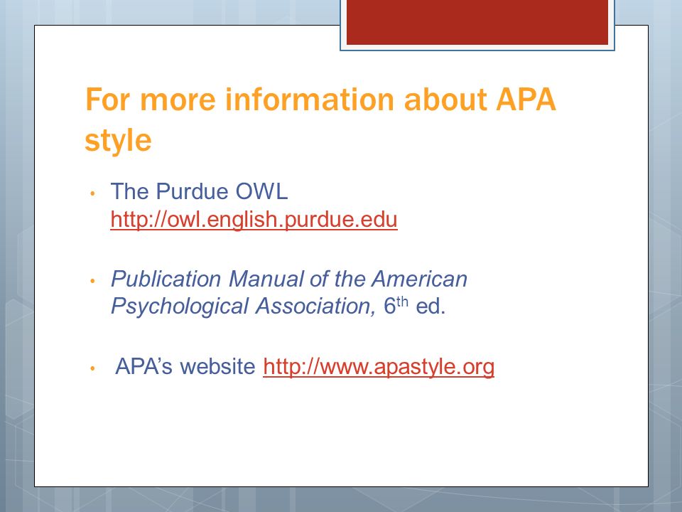 For more information about APA style