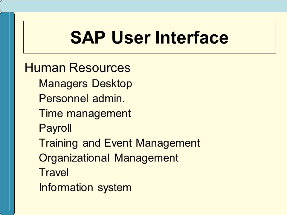 SAP User Interface Human Resources Managers Desktop Personnel admin.
