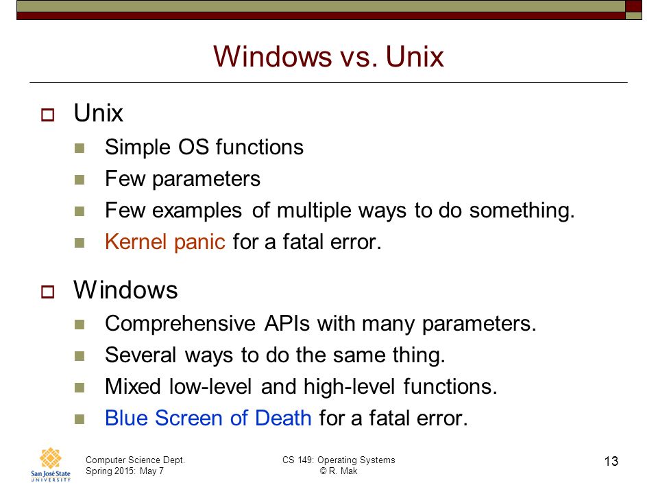 windows and unix operating system