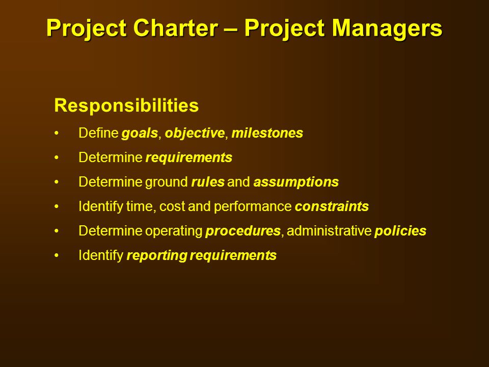Project Charter – Project Managers