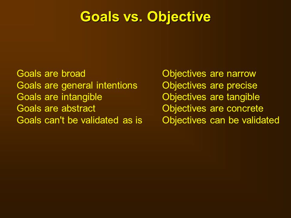 Goals vs. Objective