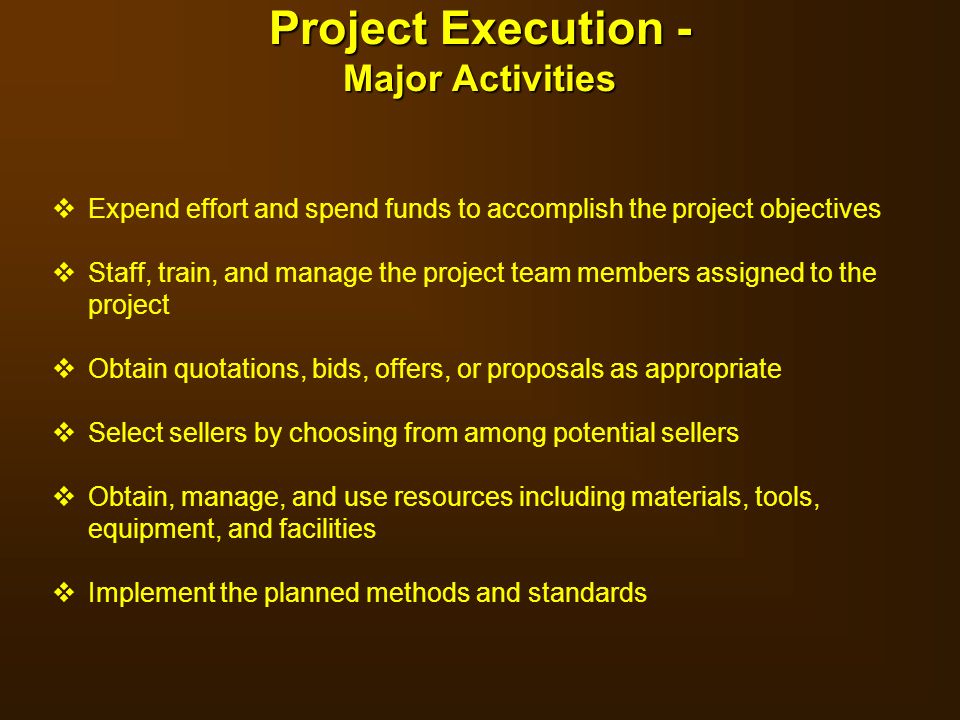 Project Execution - Major Activities